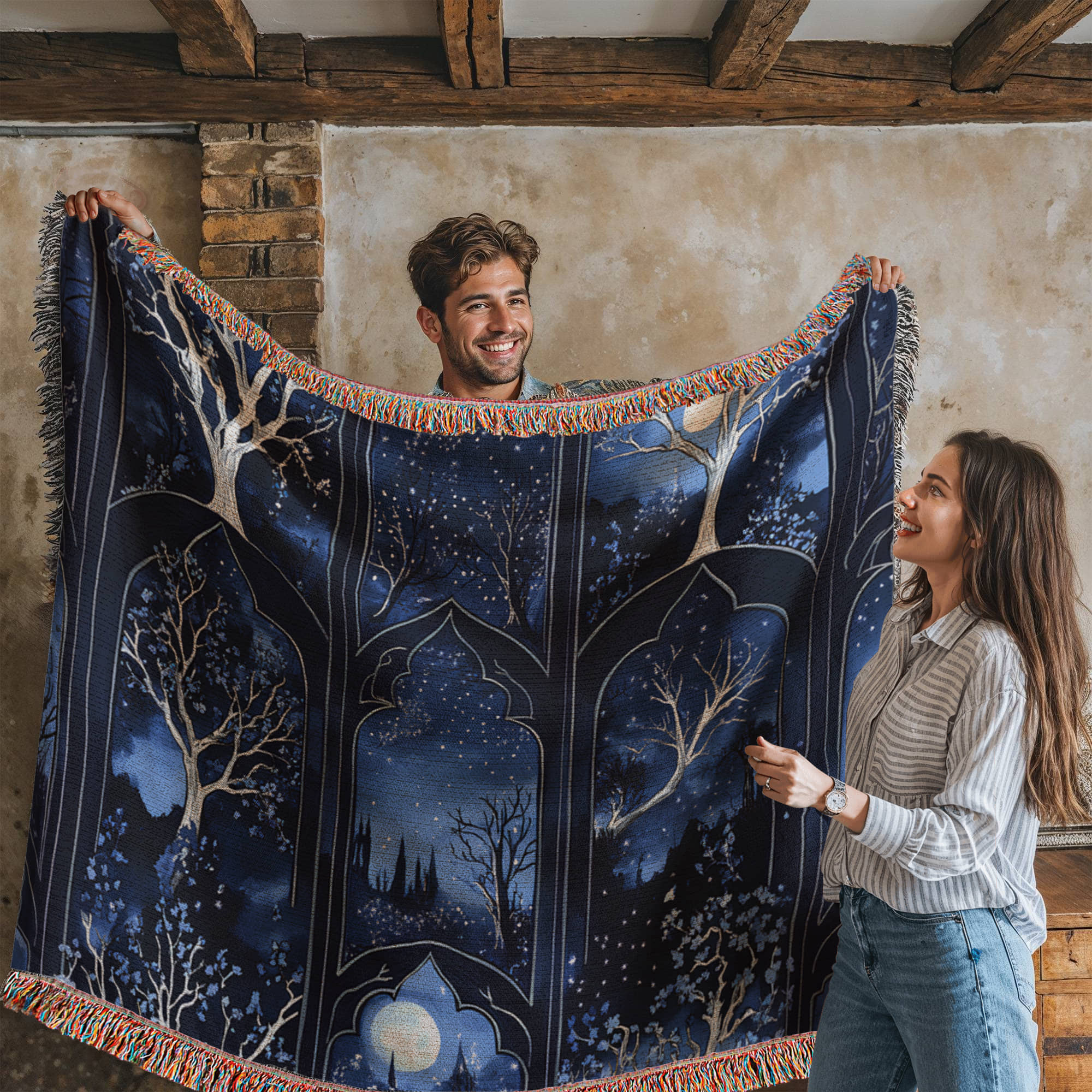 Dark Blue Gothic Woven Blanket