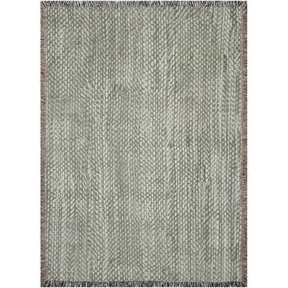cozy sage green woven blanket for reading nook chair, woven sage green throw blanket with reversible texture, natural cotton sage green throw blanket for calm interiors