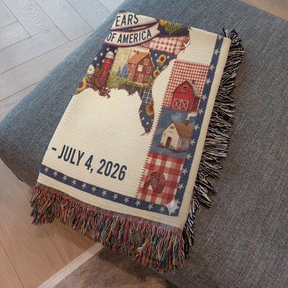 patriotic woven throw blanket for cozy living room decor, american independence home decor blanket with eagle artwork