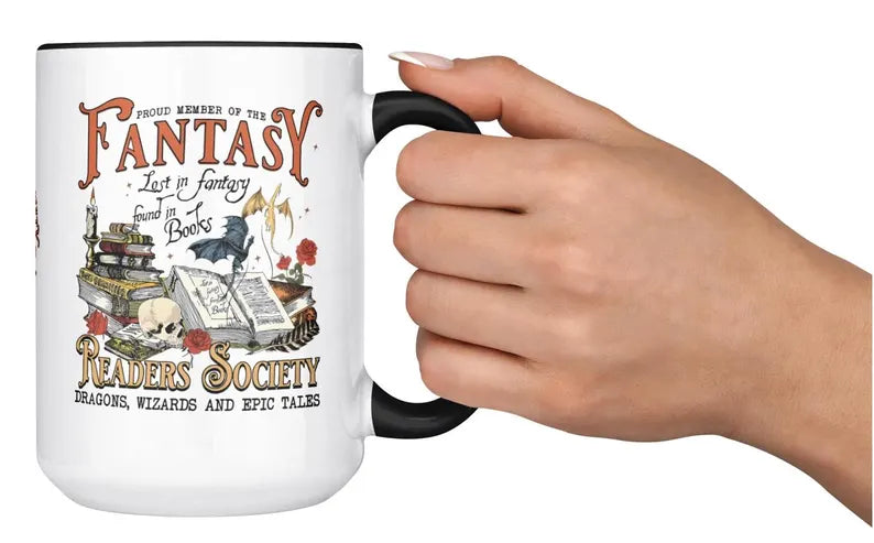 Exclusive 15oz Black Fantasy Mug for Book Lovers & Fantasy Fans