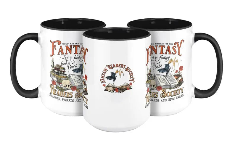 Exclusive 15oz Black Fantasy Mug for Book Lovers & Fantasy Fans