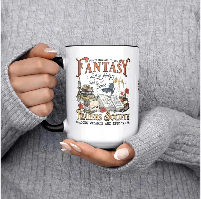 Exclusive 15oz Black Fantasy Mug for Book Lovers & Fantasy Fans