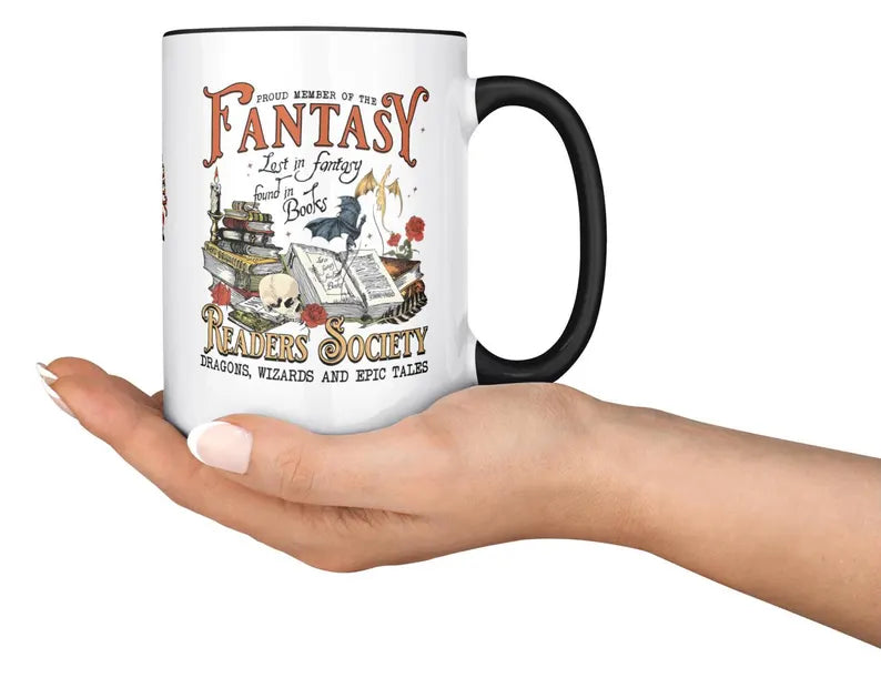 Exclusive 15oz Black Fantasy Mug for Book Lovers & Fantasy Fans