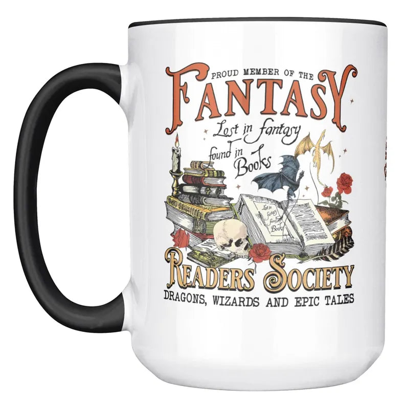 Exclusive 15oz Black Fantasy Mug for Book Lovers & Fantasy Fans