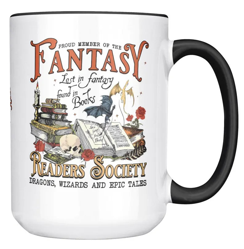 Exclusive 15oz Black Fantasy Mug for Book Lovers & Fantasy Fans