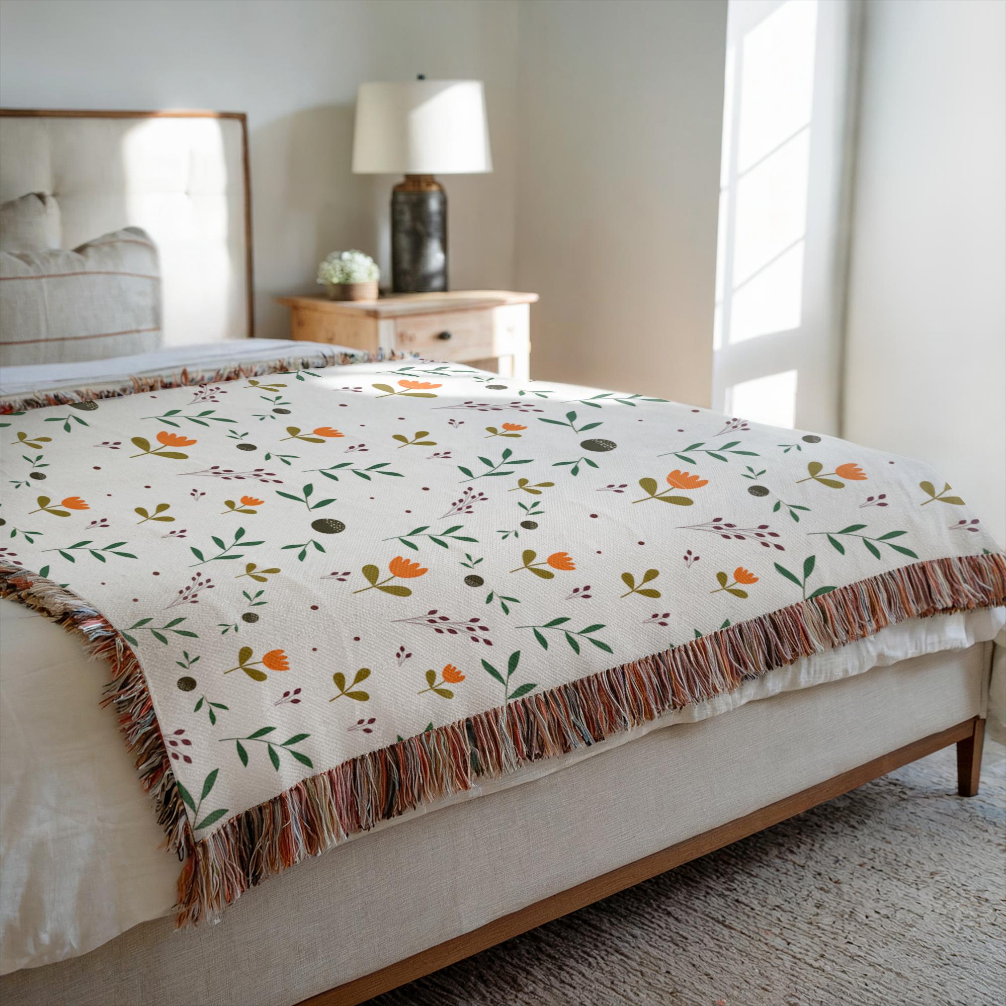 Blanket draped on couch for warm, inviting boho decor look