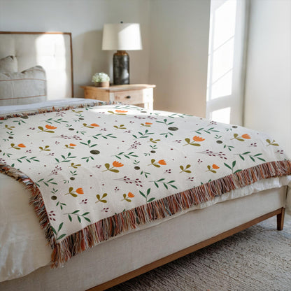 Blanket draped on couch for warm, inviting boho decor look