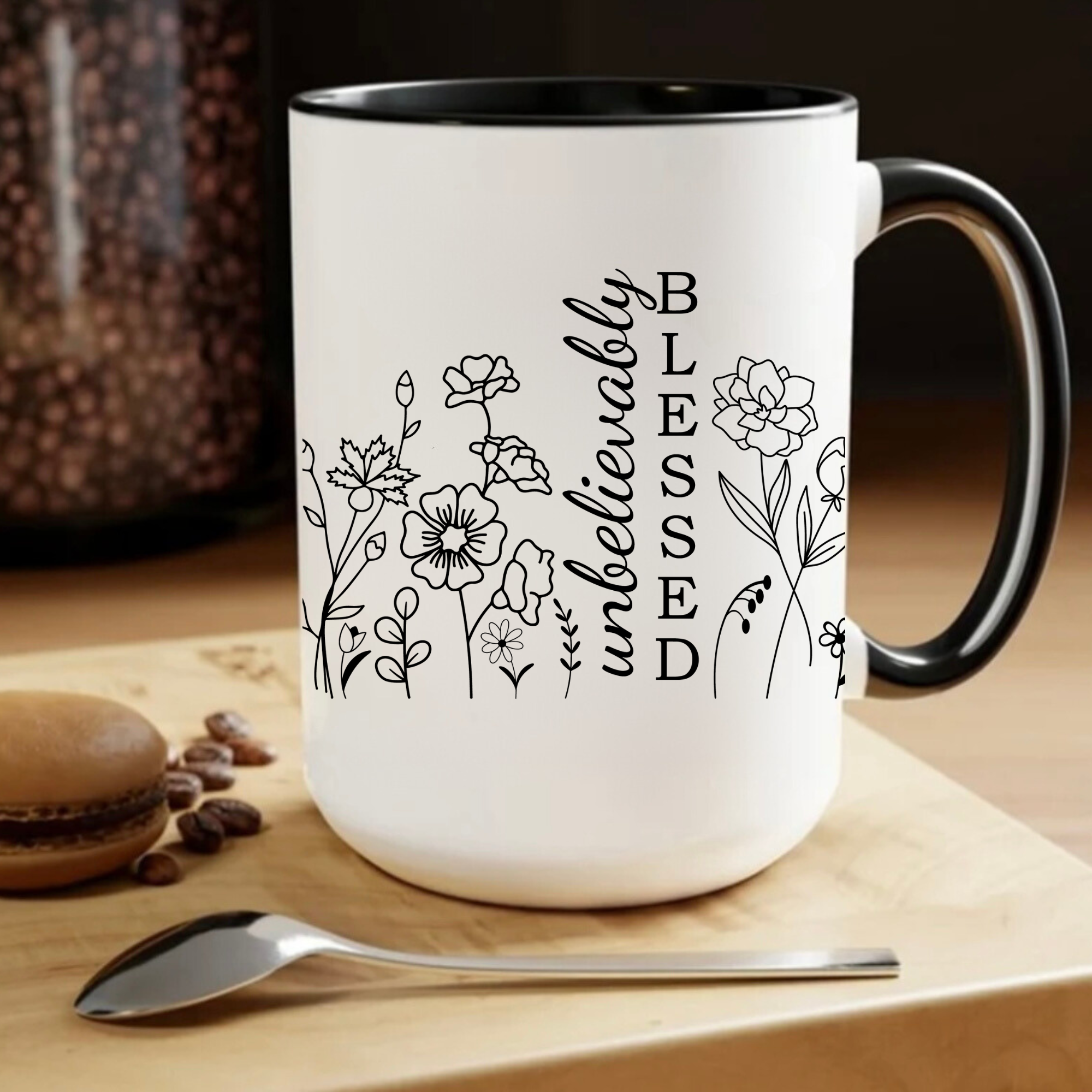 Unbelievably Blessed Floral Christian Coffee Mug Scripture Tea Cup, Faith Gift for Women & Friends